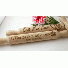 WOODEN ROLLING PIN PERSONALISED LASER ENGRAVED MOTHERS DAY CHRISTMAS GIFT